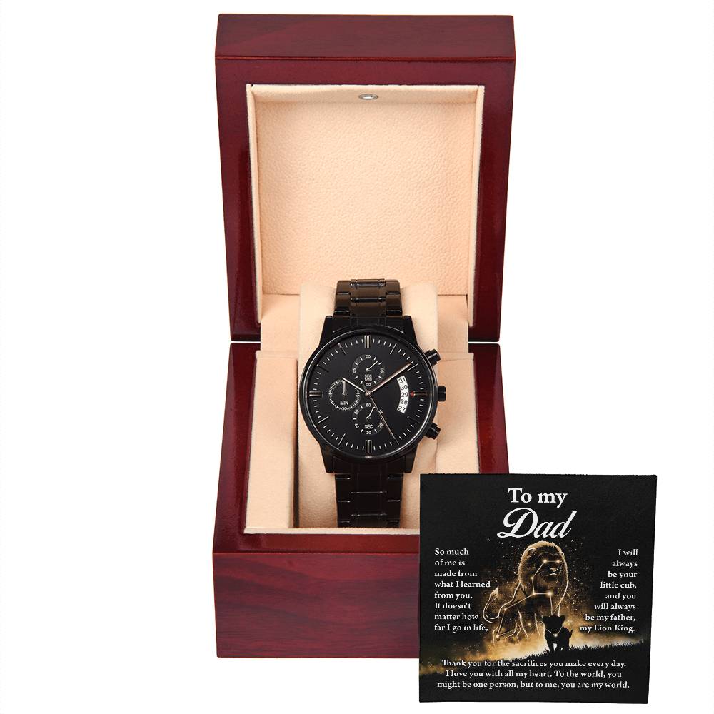 Lion Dad - Black Chronograph Watch - Real Rad Boutique