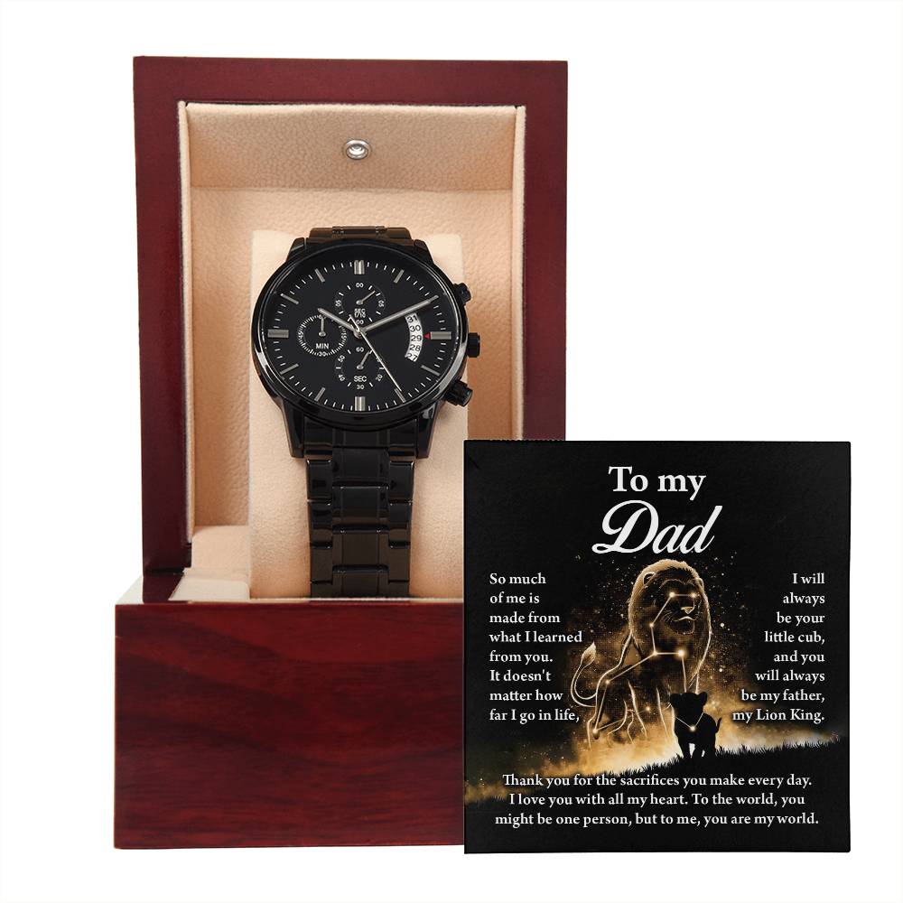 Lion Dad - Black Chronograph Watch - Real Rad Boutique