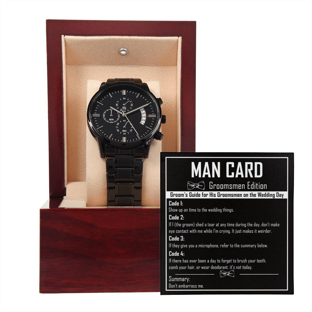 Man Card - Black Chronograph Watch - Real Rad Boutique