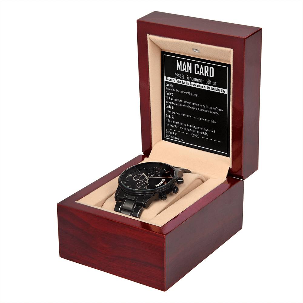 Man Card - Black Chronograph Watch - Real Rad Boutique