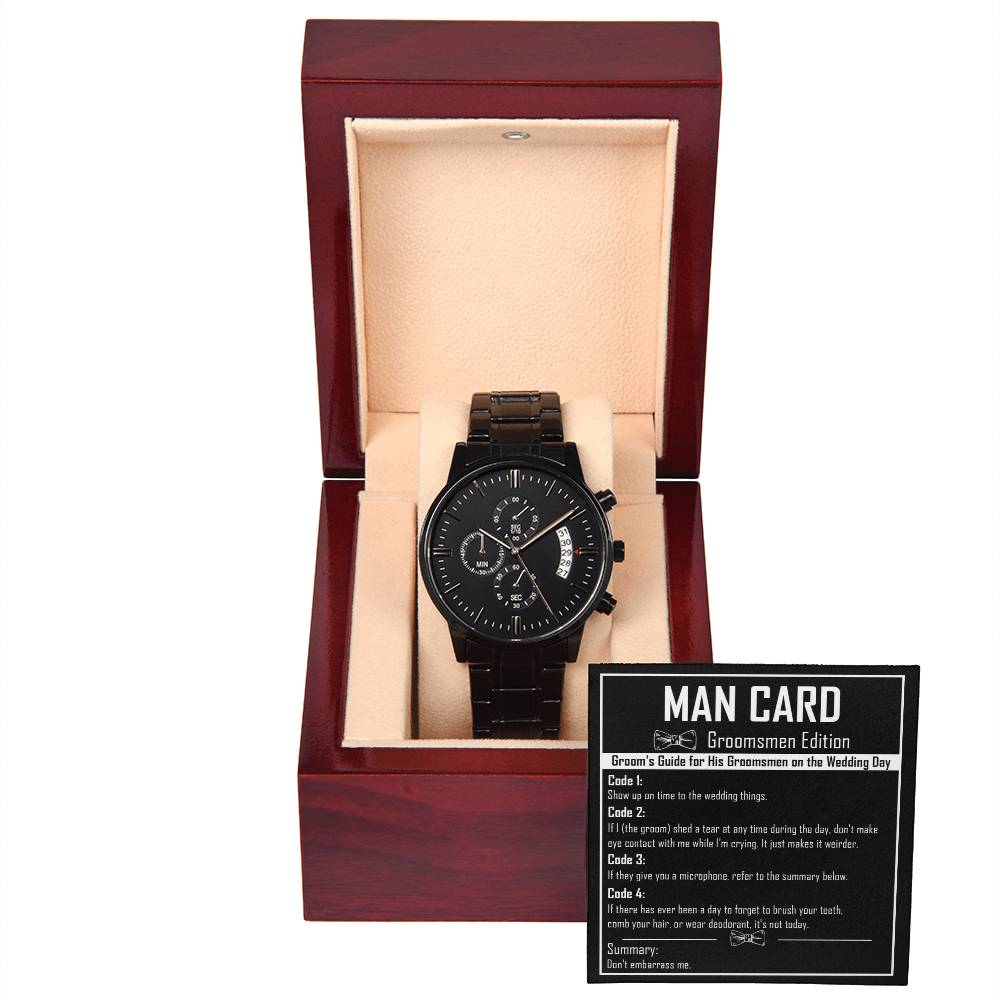 Man Card - Black Chronograph Watch - Real Rad Boutique