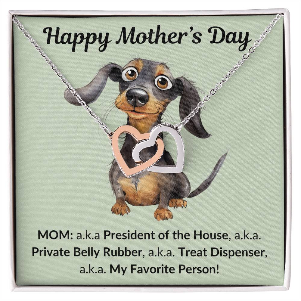 Mom: President of Pawsitivity - Interlocking Hearts Necklace - Real Rad Boutique