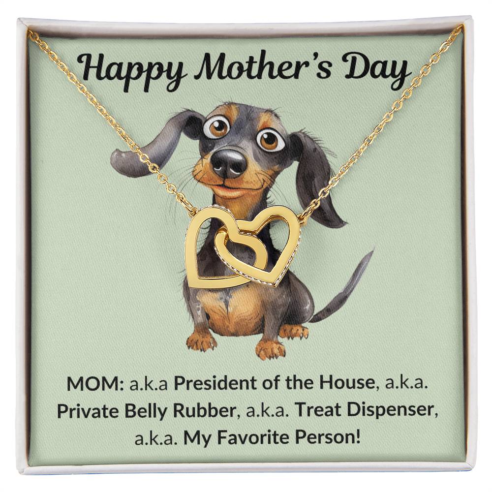 Mom: President of Pawsitivity - Interlocking Hearts Necklace - Real Rad Boutique