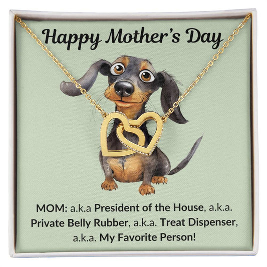 Mom: President of Pawsitivity - Interlocking Hearts Necklace - Real Rad Boutique