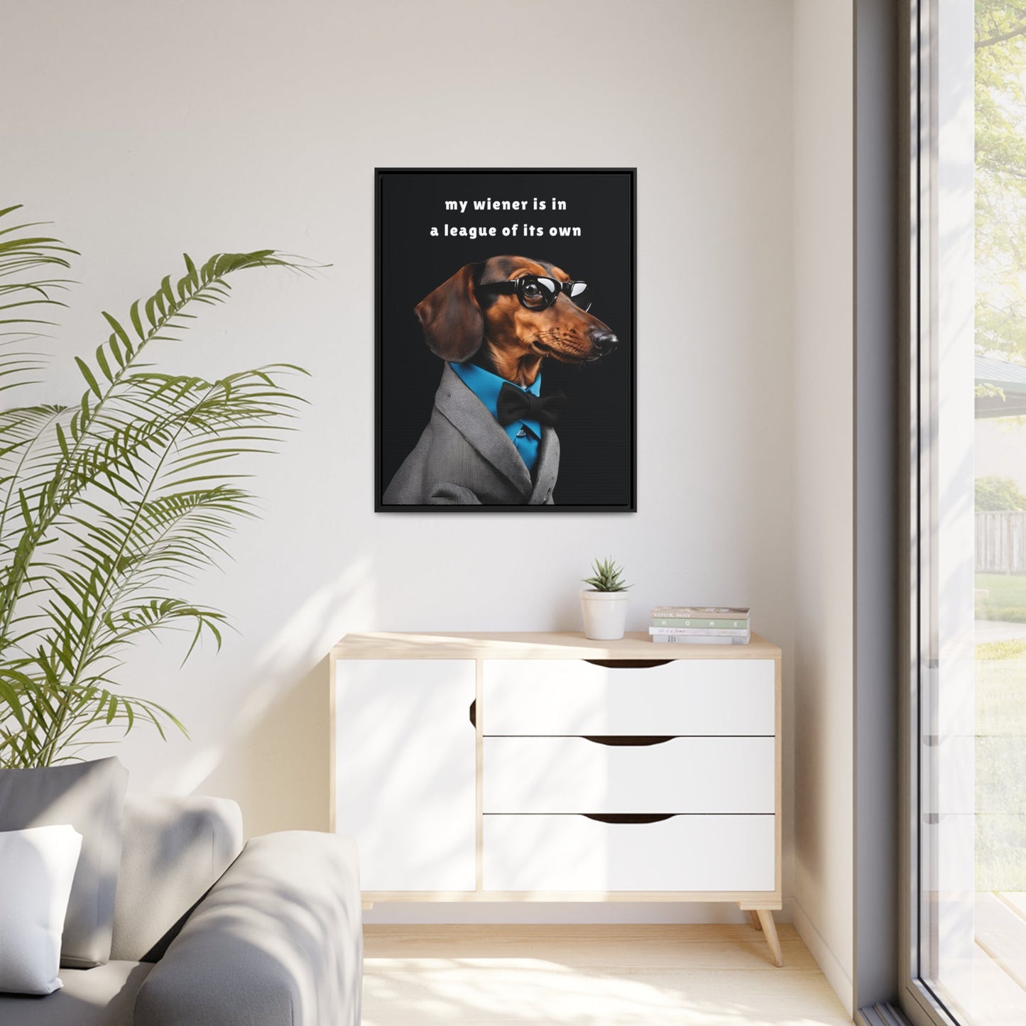 My Wiener is in a League of Its Own - Matte Canvas, Black Frame - Real Rad Boutique