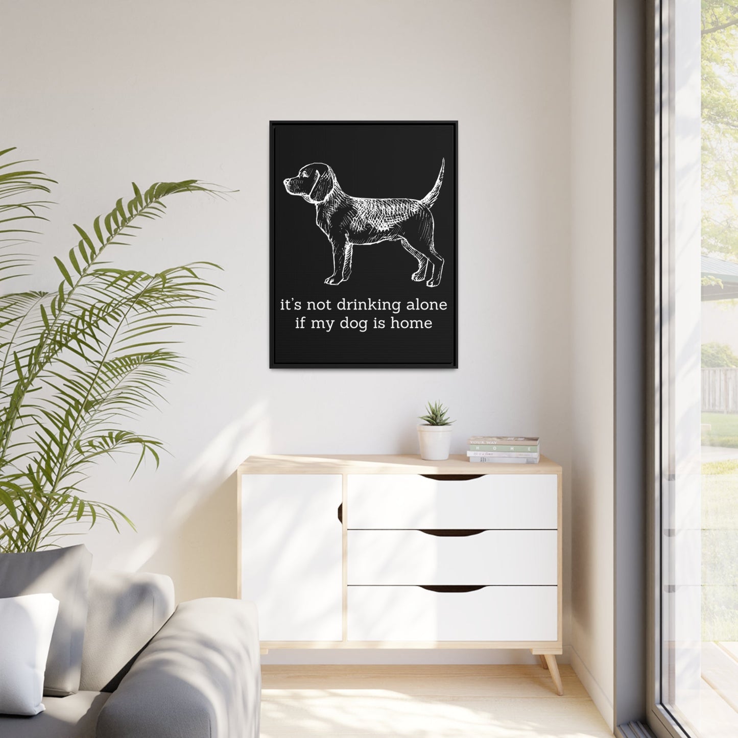 Not Drinking Alone - Matte Canvas, Black Frame - Real Rad Boutique