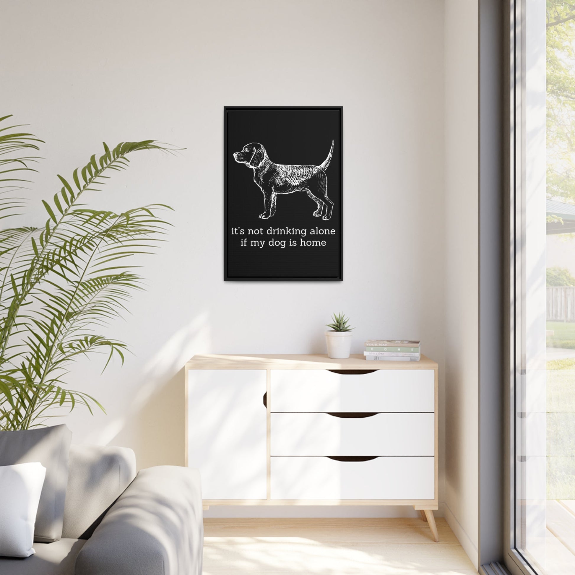 Not Drinking Alone - Matte Canvas, Black Frame - Real Rad Boutique