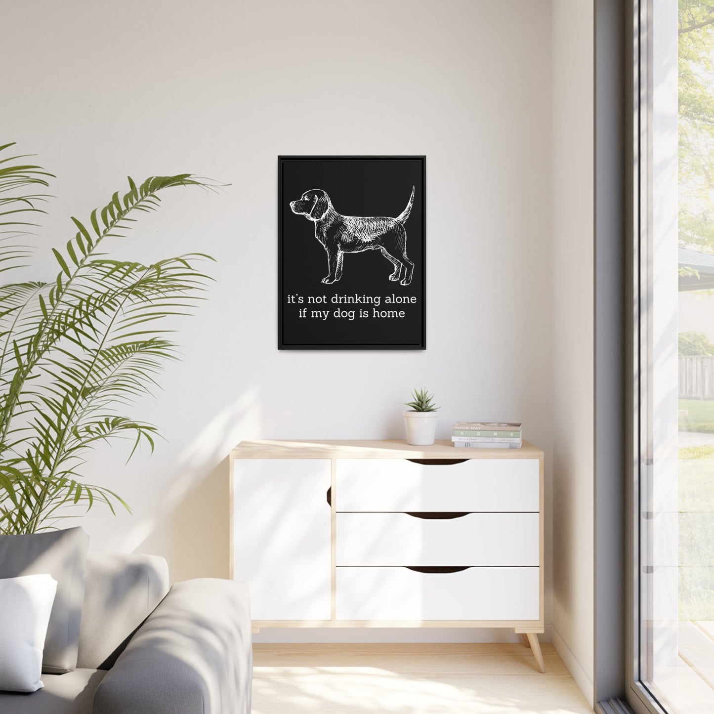 Not Drinking Alone - Matte Canvas, Black Frame - Real Rad Boutique