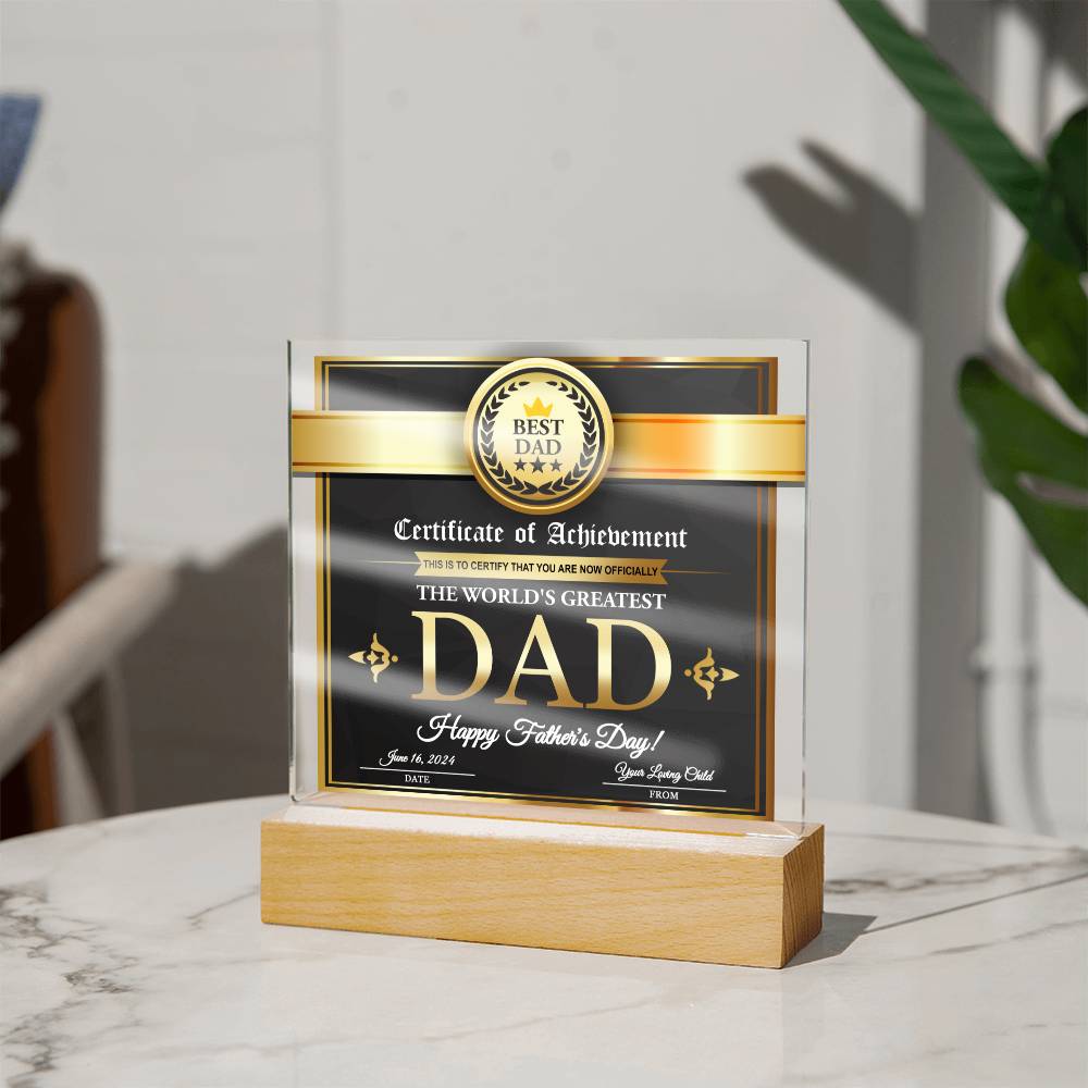 Outstanding Dad Award - Acrylic Square Plaque - Real Rad Boutique