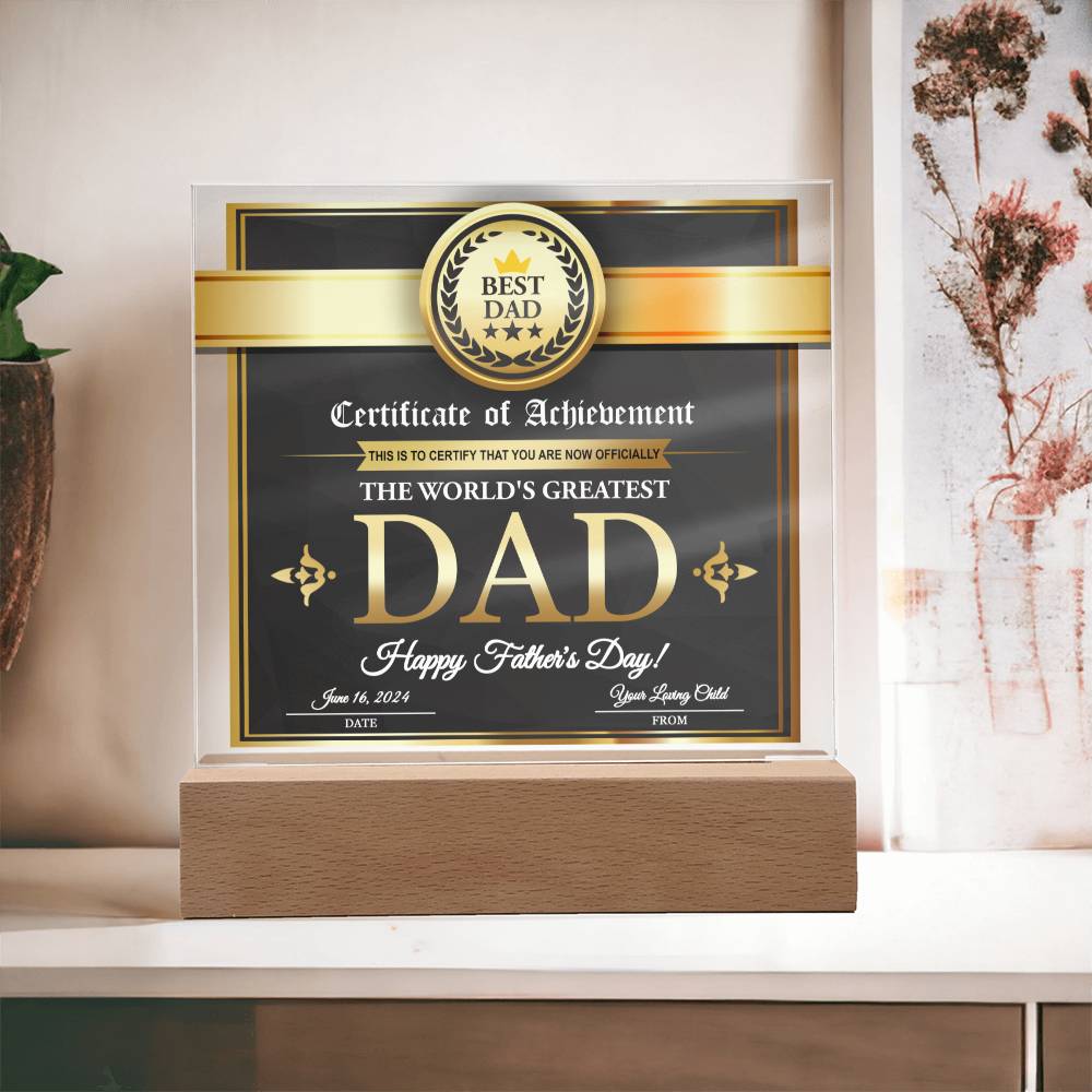 Outstanding Dad Award - Acrylic Square Plaque - Real Rad Boutique