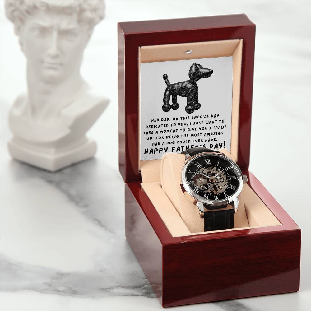 Paws Up for the Best Dad - Men's Openwork Watch - Real Rad Boutique