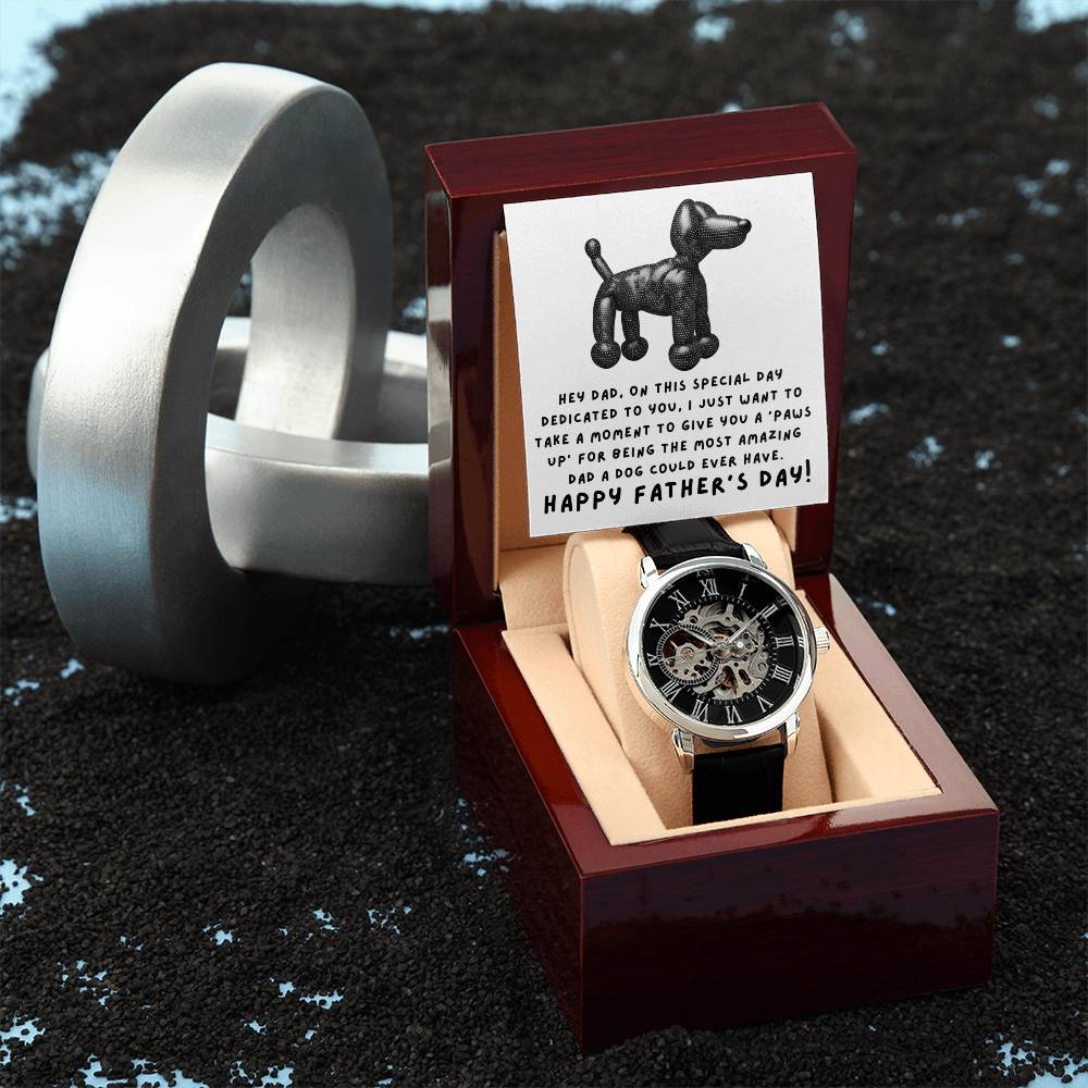 Paws Up for the Best Dad - Men's Openwork Watch - Real Rad Boutique