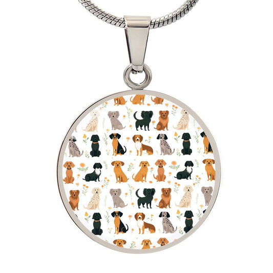 Playful Hounds - Circle Pendant - Real Rad Boutique