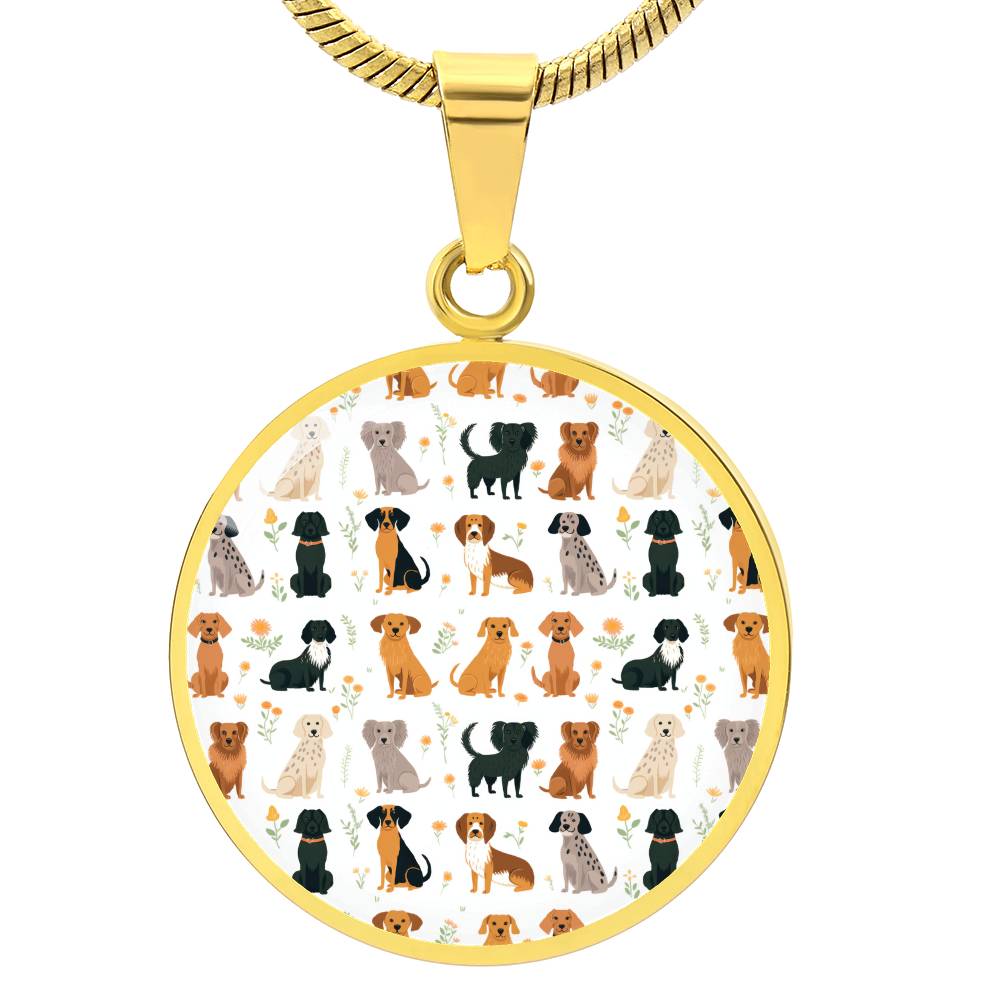 Playful Hounds - Circle Pendant - Real Rad Boutique