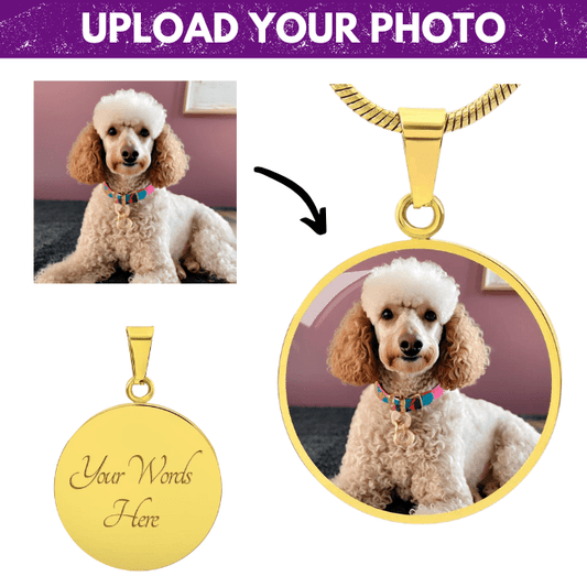 Poodle Forever: Custom Photo & Engraved Circle Necklace - Real Rad Boutique