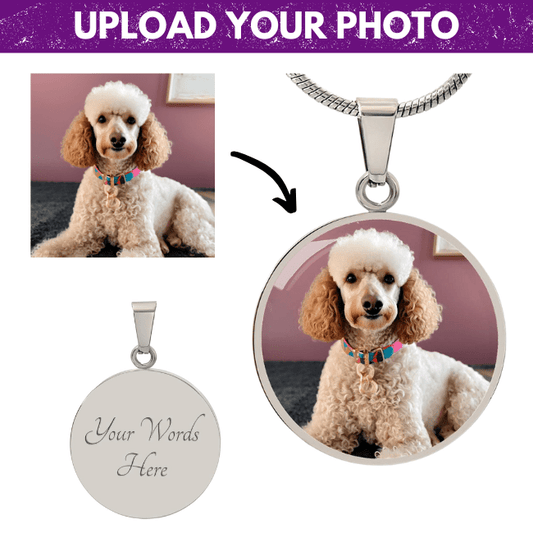 Poodle Forever: Custom Photo & Engraved Circle Necklace - Real Rad Boutique