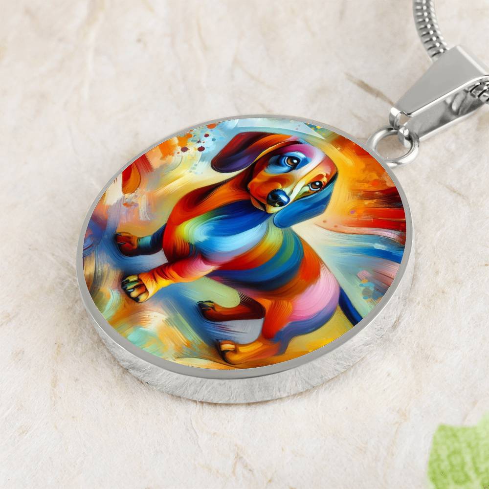 Rainbow Doxie Dreams - Circle Pendant - Real Rad Boutique