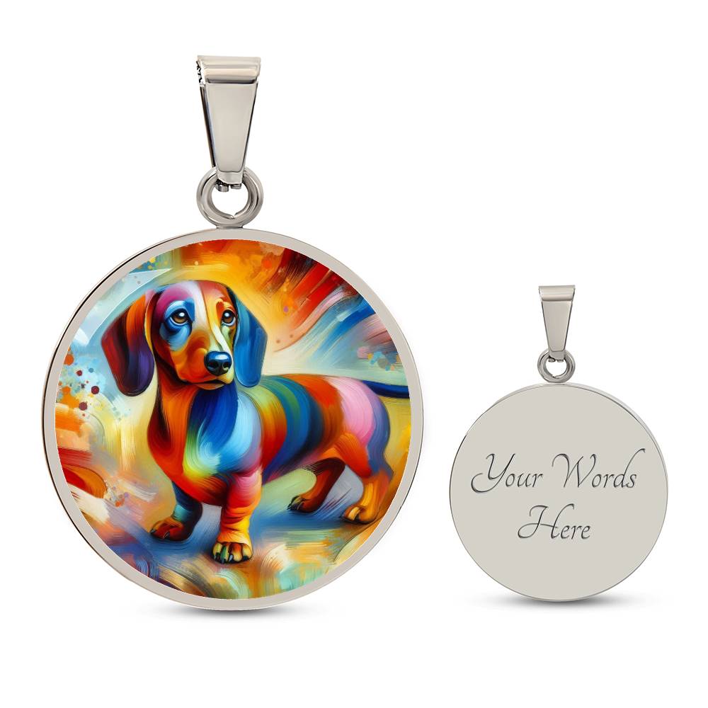 Rainbow Doxie Dreams - Circle Pendant - Real Rad Boutique