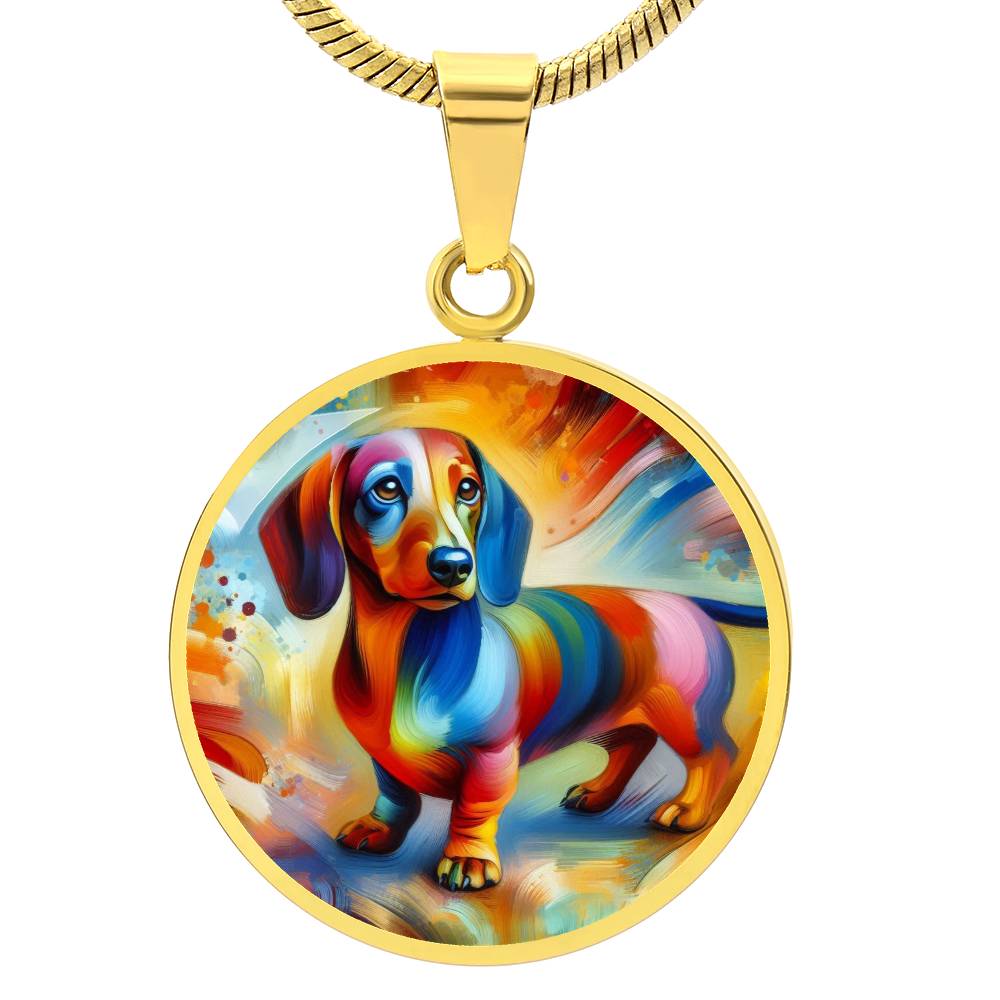 Rainbow Doxie Dreams - Circle Pendant - Real Rad Boutique