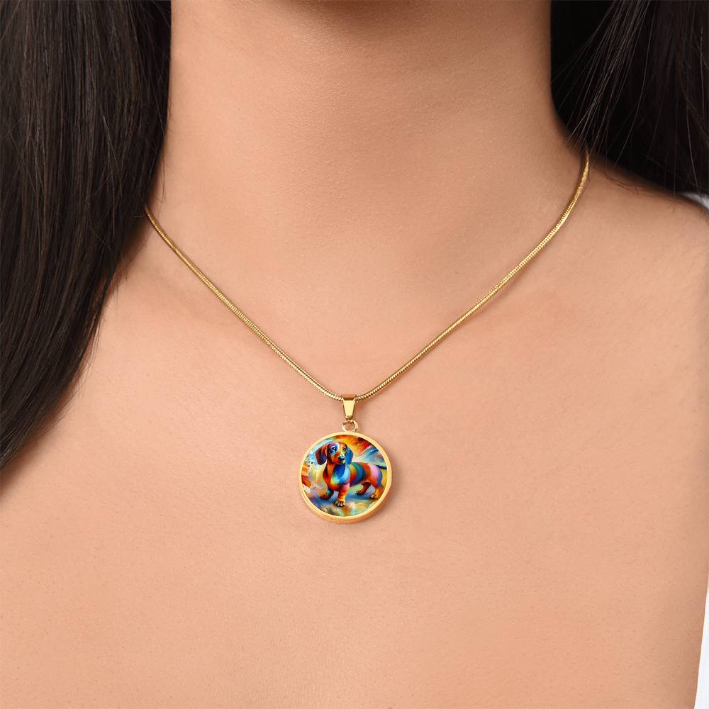 Rainbow Doxie Dreams - Circle Pendant - Real Rad Boutique