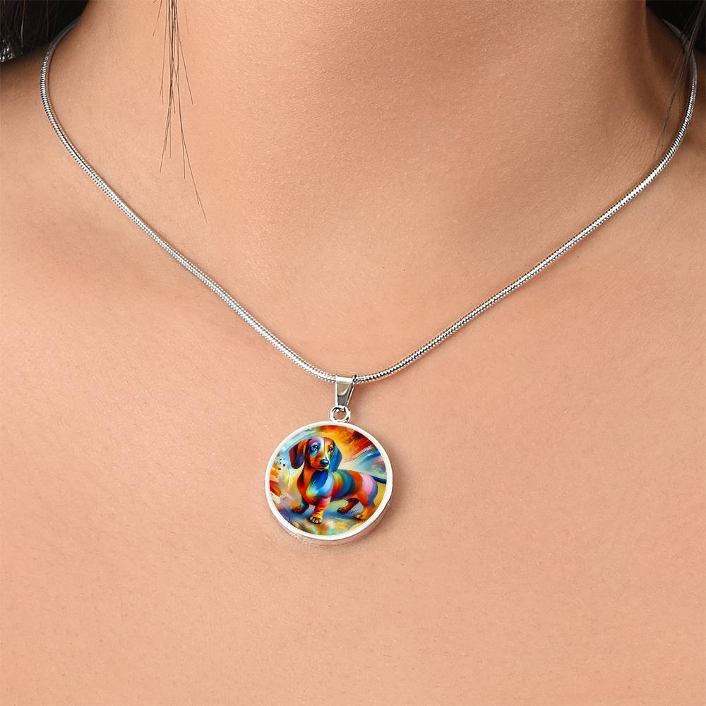 Rainbow Doxie Dreams - Circle Pendant - Real Rad Boutique