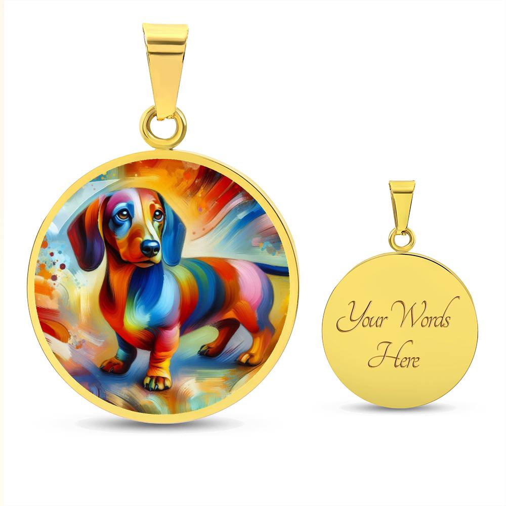 Rainbow Doxie Dreams - Circle Pendant - Real Rad Boutique