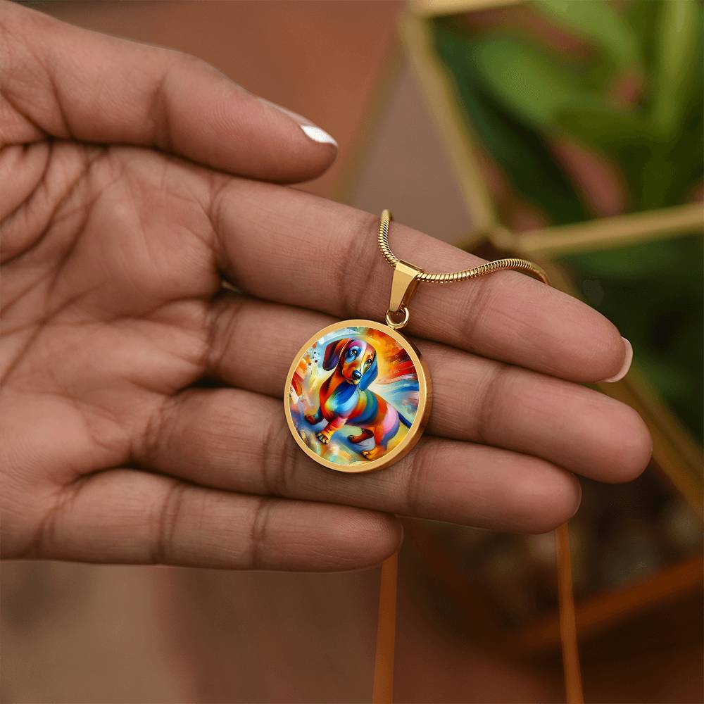 Rainbow Doxie Dreams - Circle Pendant - Real Rad Boutique