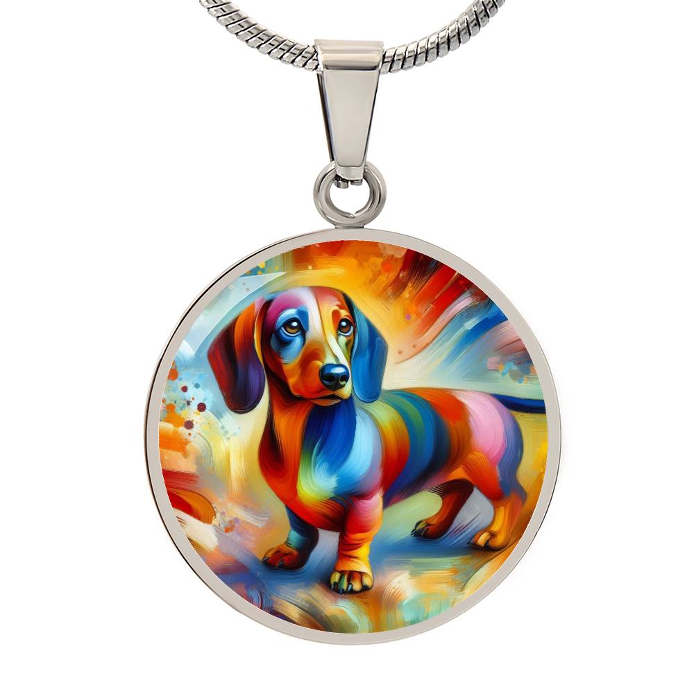 Rainbow Doxie Dreams - Circle Pendant - Real Rad Boutique