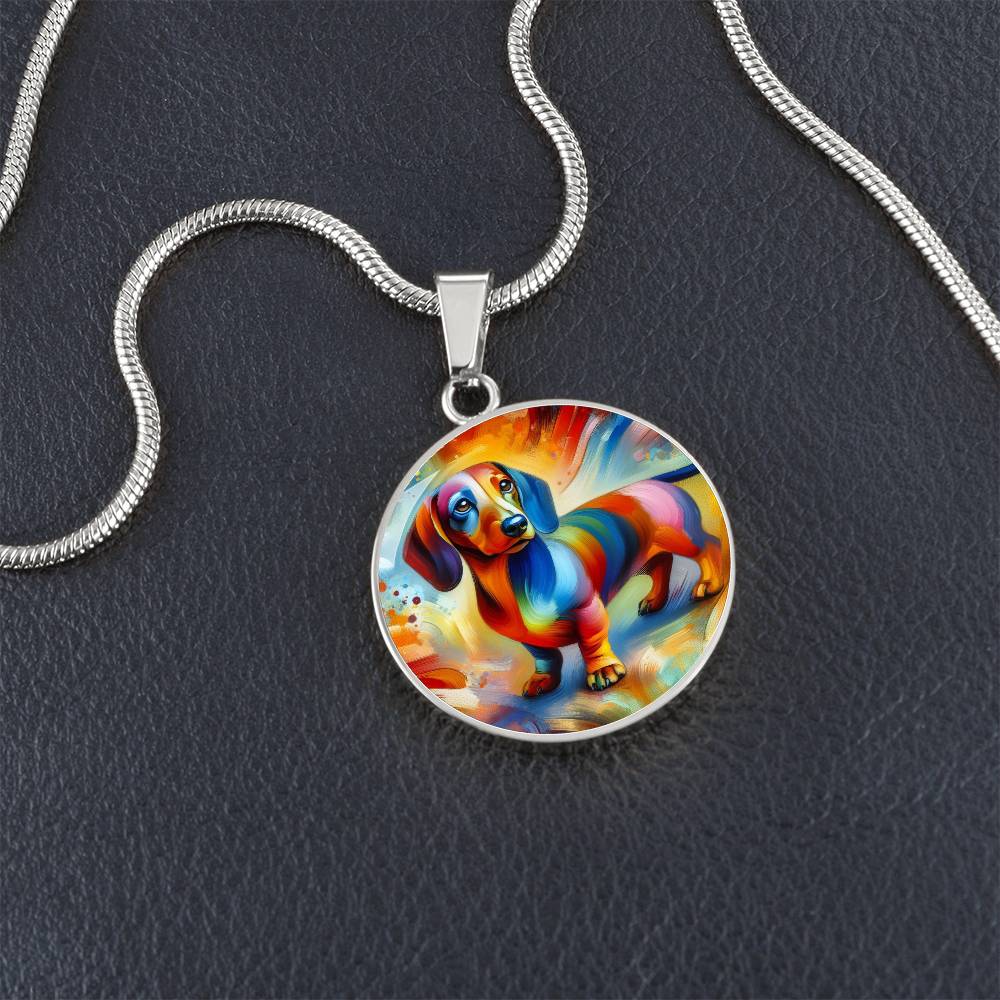 Rainbow Doxie Dreams - Circle Pendant - Real Rad Boutique