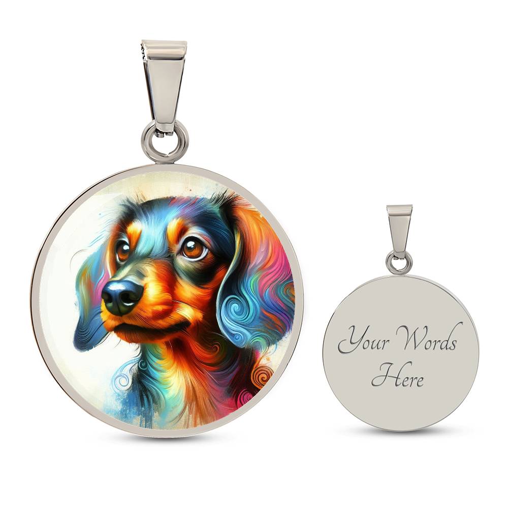 Rainbow Joyful Doxie - Circle Pendant - Real Rad Boutique