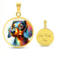 Rainbow Joyful Doxie - Circle Pendant - Real Rad Boutique