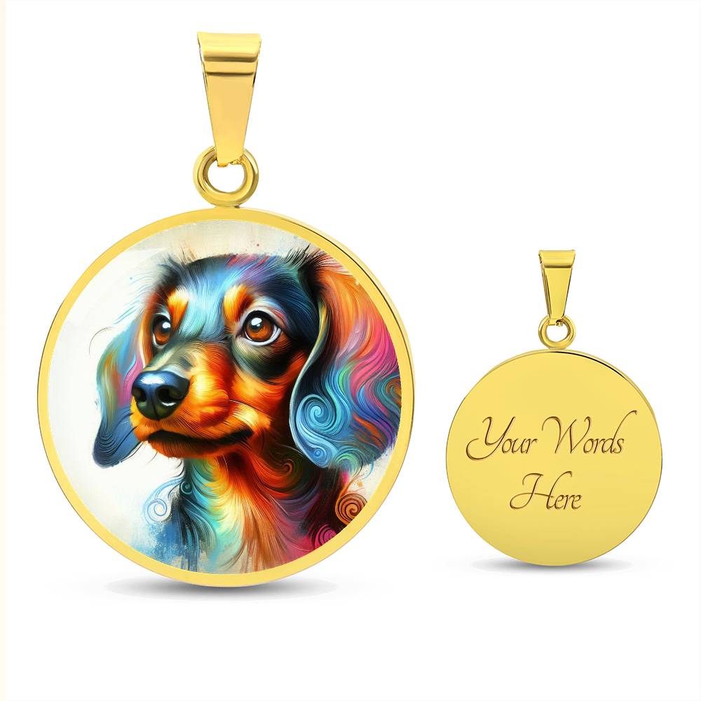 Rainbow Joyful Doxie - Circle Pendant - Real Rad Boutique