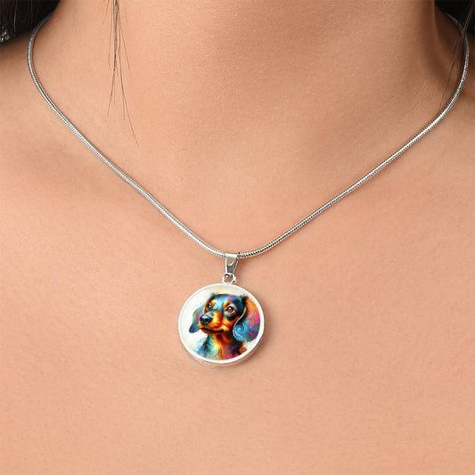 Rainbow Joyful Doxie - Circle Pendant - Real Rad Boutique