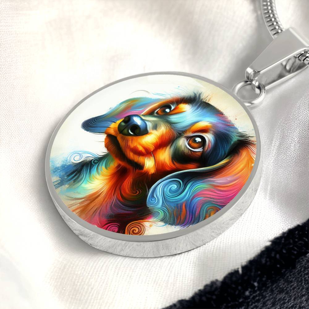 Rainbow Joyful Doxie - Circle Pendant - Real Rad Boutique