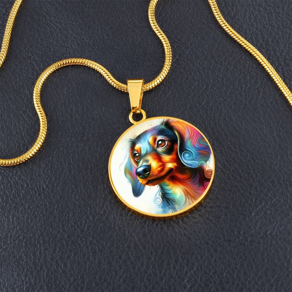 Rainbow Joyful Doxie - Circle Pendant - Real Rad Boutique