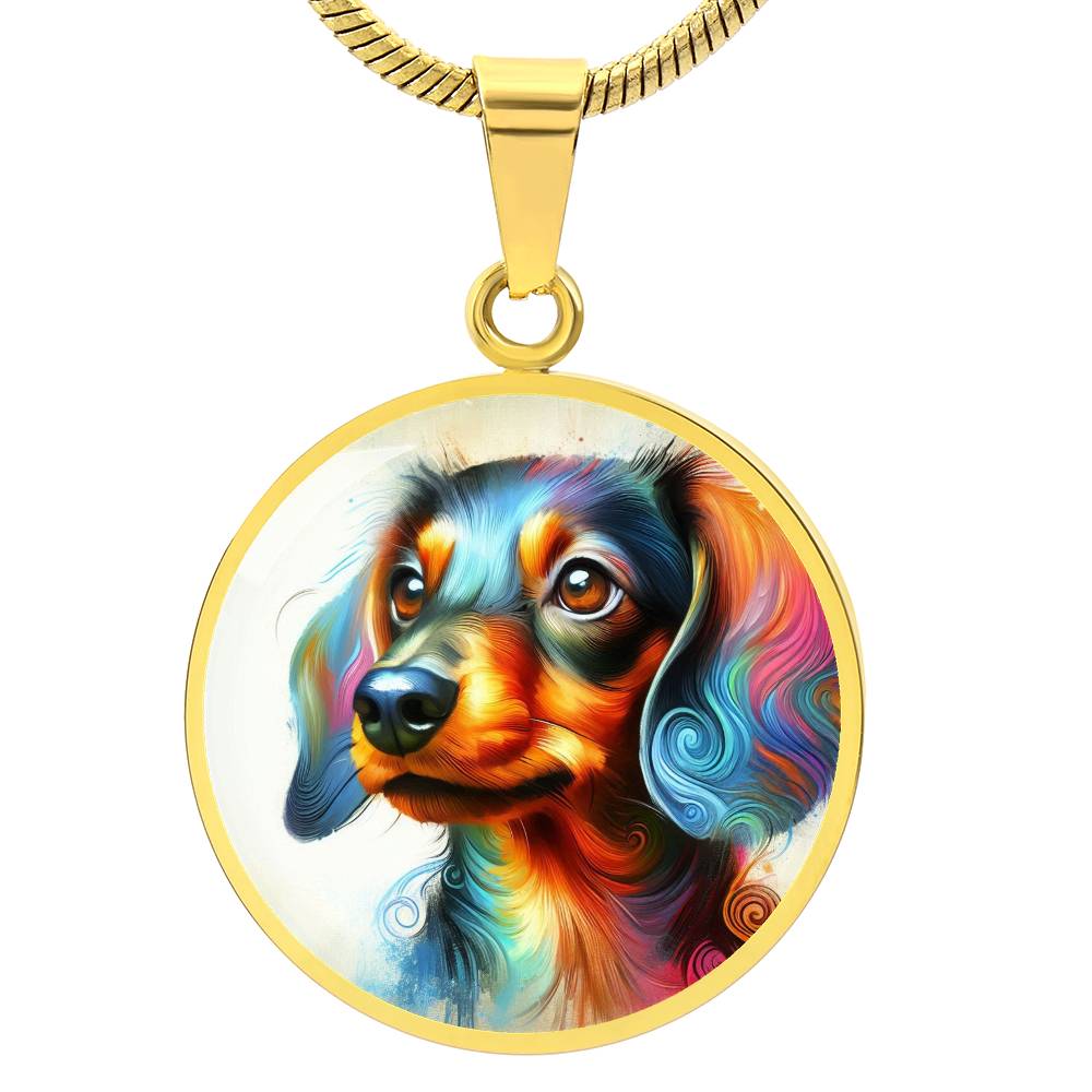 Rainbow Joyful Doxie - Circle Pendant - Real Rad Boutique