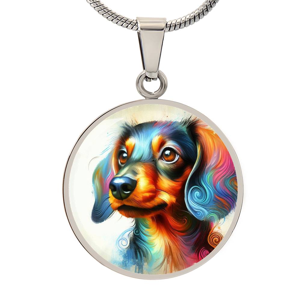 Rainbow Joyful Doxie - Circle Pendant - Real Rad Boutique