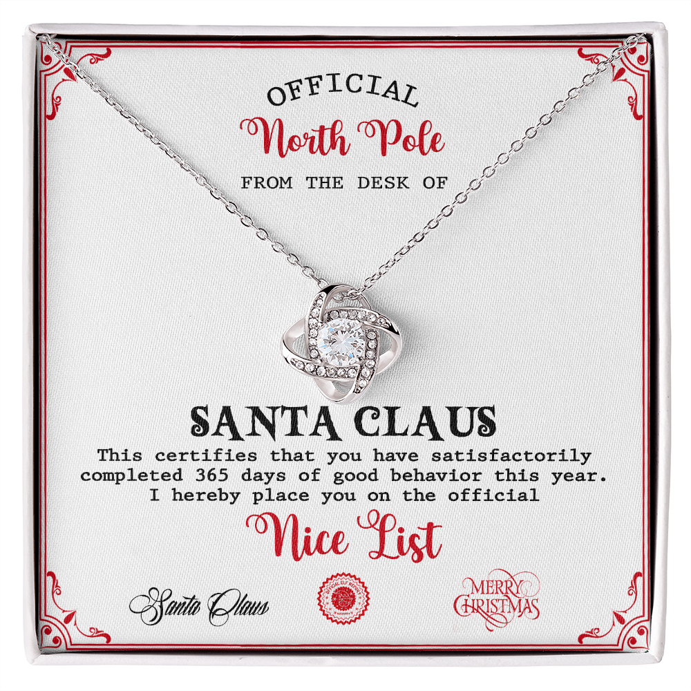 Santa's Nice List Love Knot Necklace - Real Rad Boutique