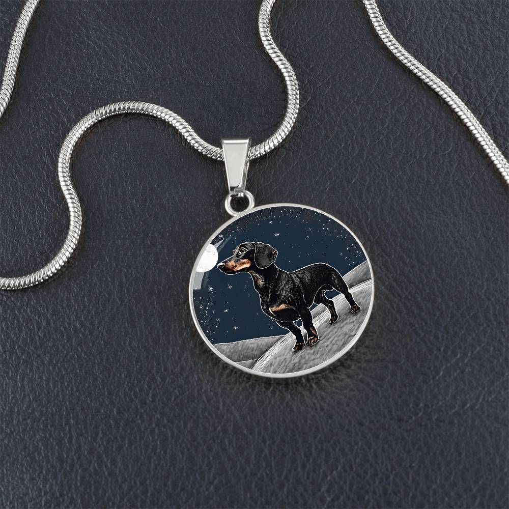 Starlit Dachshund Charm - Circle Pendant - Real Rad Boutique