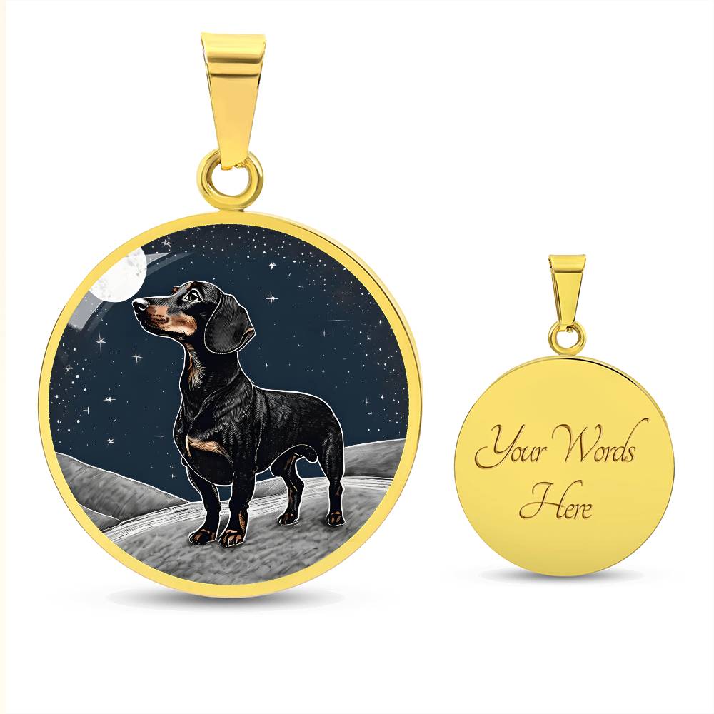 Starlit Dachshund Charm - Circle Pendant - Real Rad Boutique