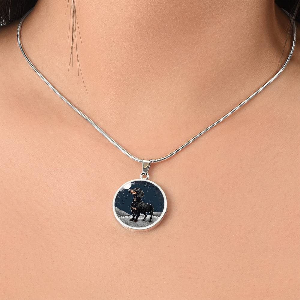 Starlit Dachshund Charm - Circle Pendant - Real Rad Boutique