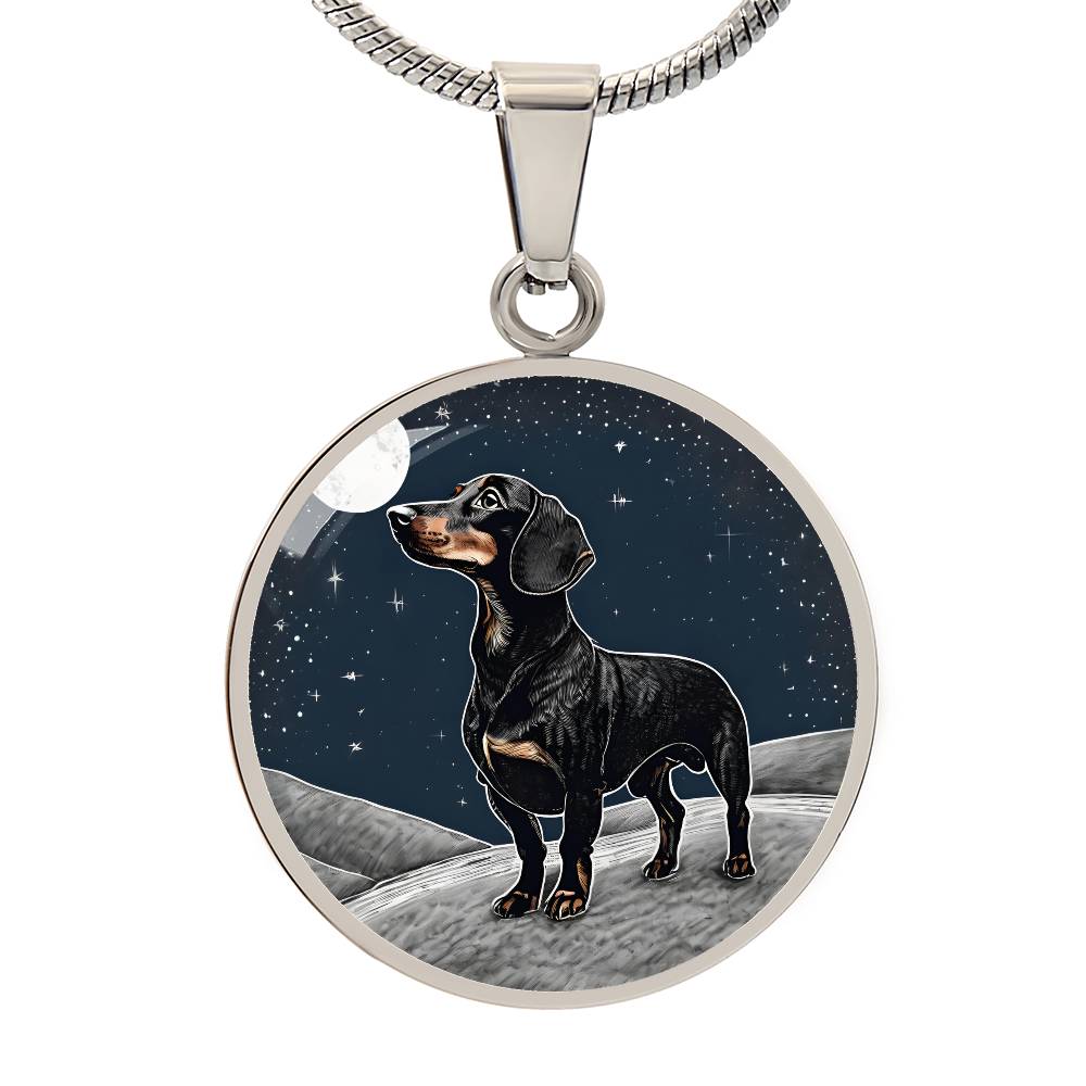 Starlit Dachshund Charm - Circle Pendant - Real Rad Boutique