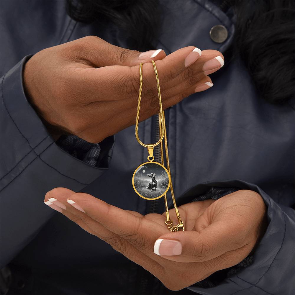 Starry Night Dachshund – Circle Pendant - Real Rad Boutique