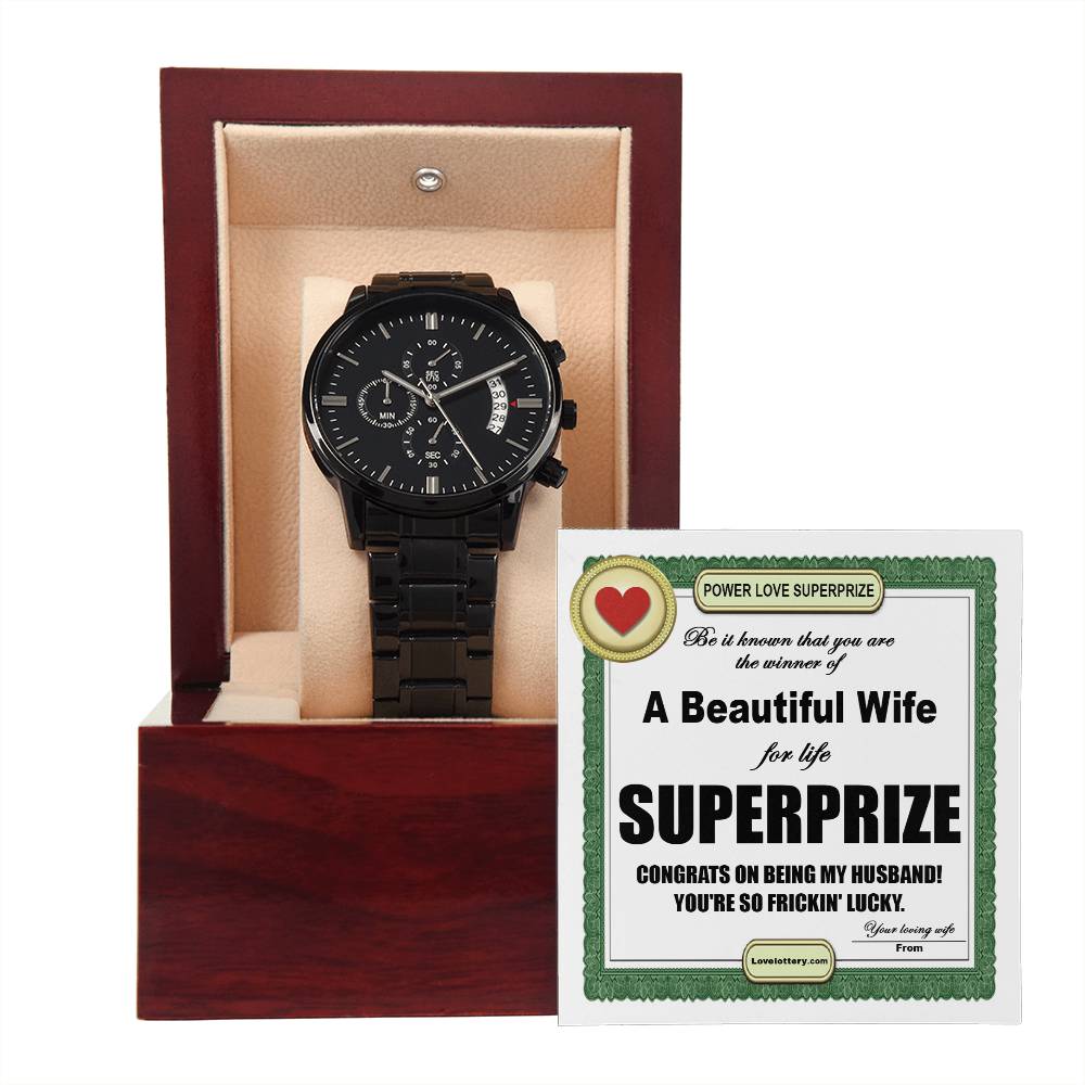 Superprize Husband - Black Chronograph Watch - Real Rad Boutique