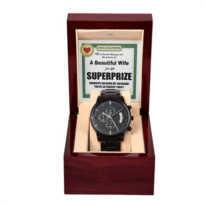 Superprize Husband - Black Chronograph Watch - Real Rad Boutique