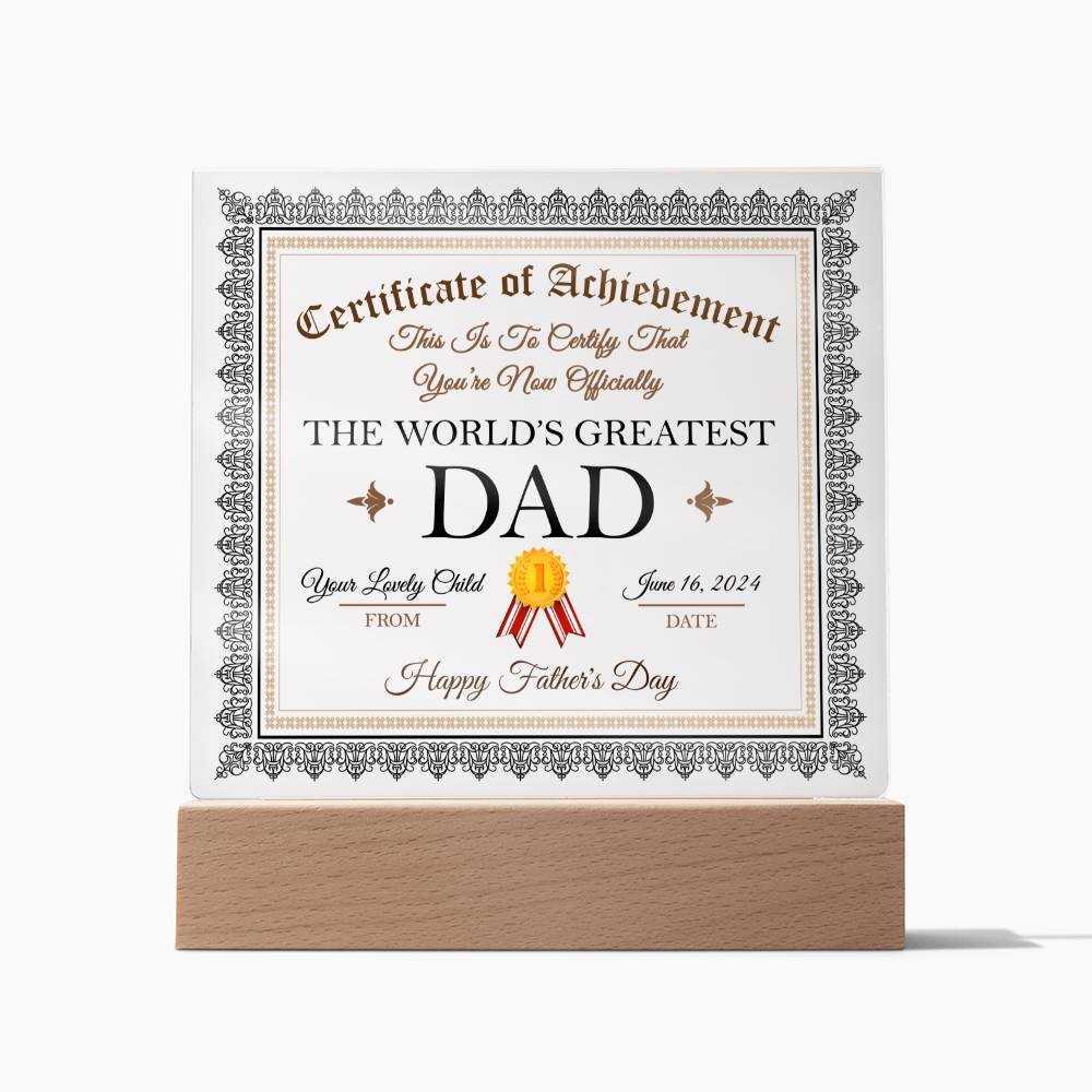 Supreme Dad Award - Acrylic Square Plaque - Real Rad Boutique