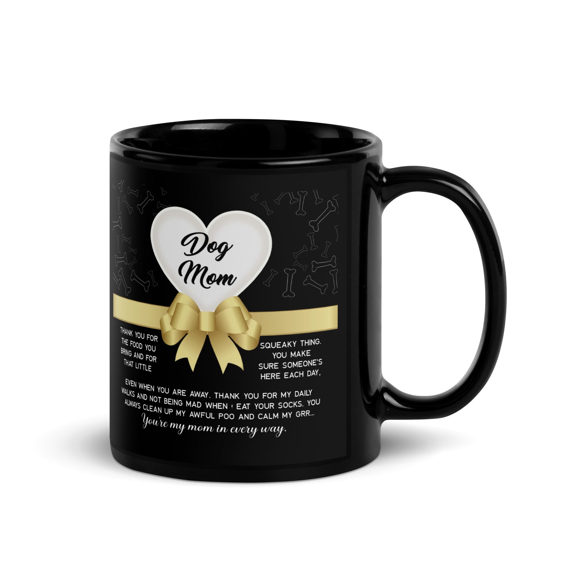 Thank You, Dog Mom - Black Glossy Mug - Real Rad Boutique