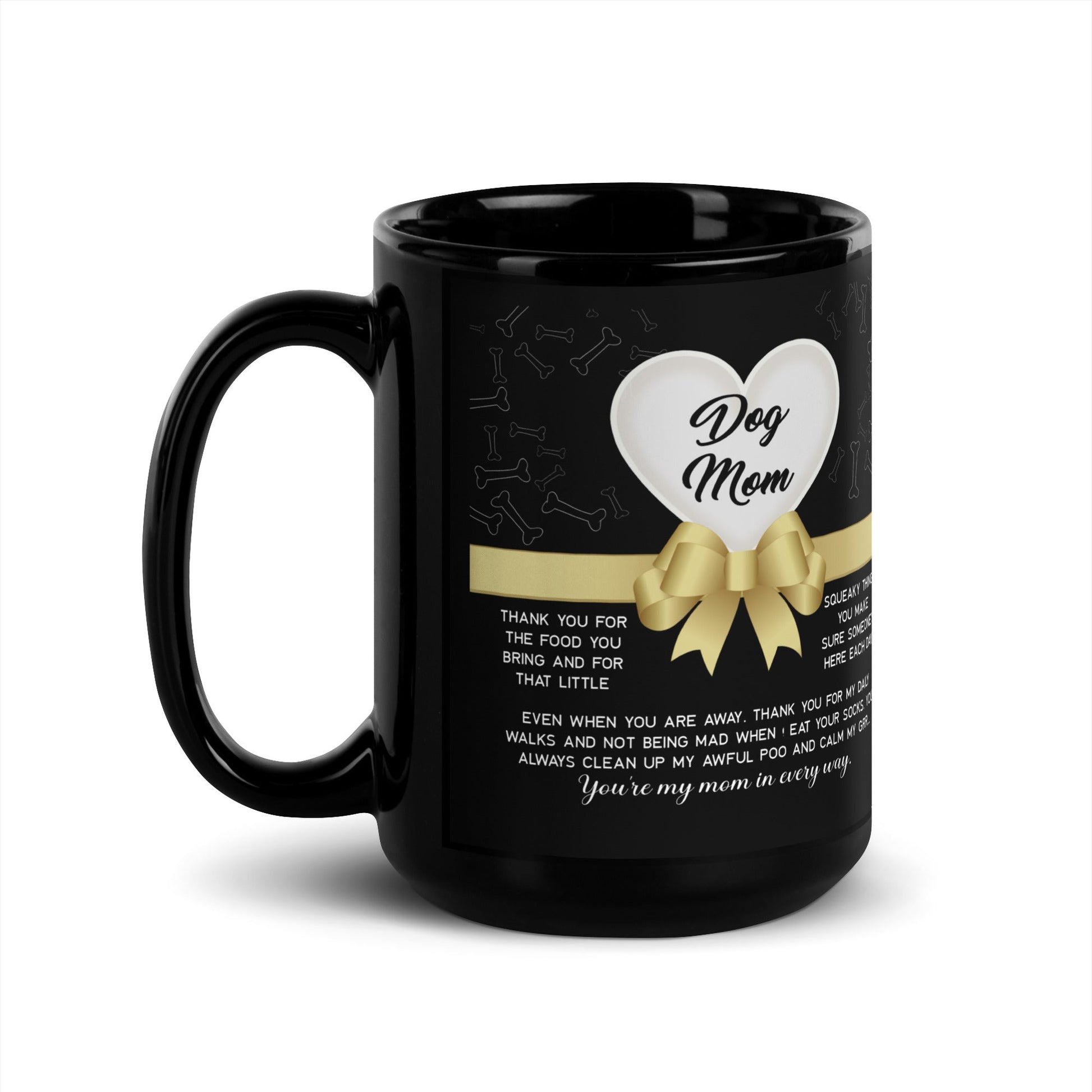 Thank You, Dog Mom - Black Glossy Mug - Real Rad Boutique