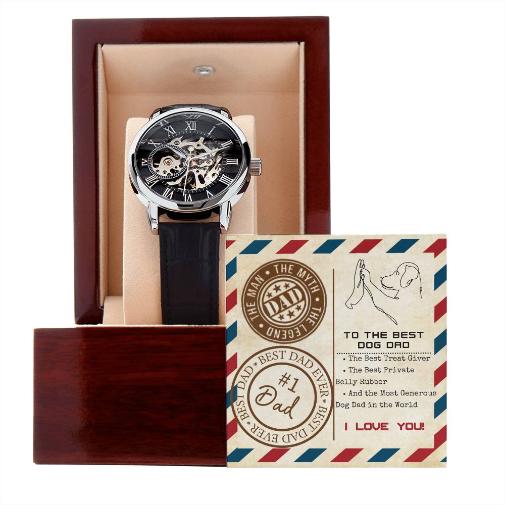 The Best Dog Dad - Men's Openwork Watch - Real Rad Boutique