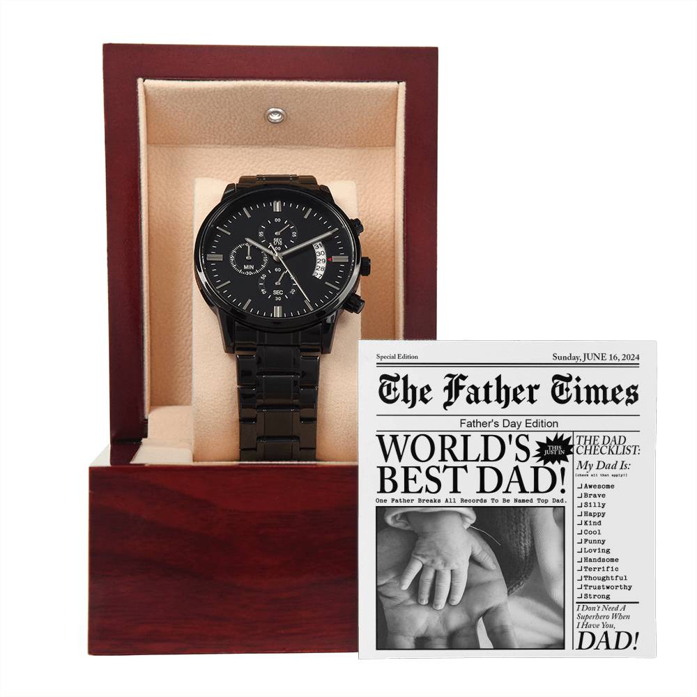 The Father Times - Black Chronograph Watch - Real Rad Boutique